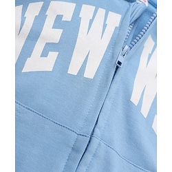 Babyhug 100% Cotton Terry Knit Sweatshirt With Full Sleeves and Bear Print in Light/Sky Blue