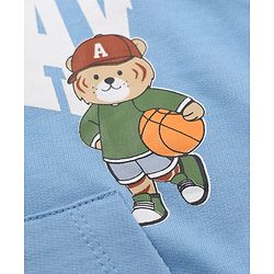 Babyhug 100% Cotton Terry Knit Sweatshirt With Full Sleeves and Bear Print in Light/Sky Blue
