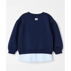 Babyhug 100% Cotton Heavy Gauge Terry Knit Full Sleeves Sweatshirt With Puffed Sleeves And Los Angeles Sports League Embroidery - Navy Blue
