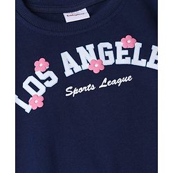 Babyhug 100% Cotton Heavy Gauge Terry Knit Full Sleeves Sweatshirt With Puffed Sleeves And Los Angeles Sports League Embroidery - Navy Blue