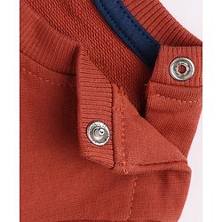 Babyhug Heavy Gauge 100% Cotton Terry Knit Sweatshirt with Full Sleeves and Basketball Print -Brown