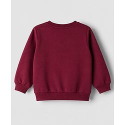 Babyhug Heavy Gauge 100% Cotton Terry Knit Sweatshirt With Full Sleeves and Baseball Print - Brown