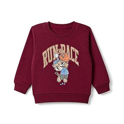 Babyhug Heavy Gauge 100% Cotton Terry Knit Sweatshirt With Full Sleeves and Baseball Print - Brown