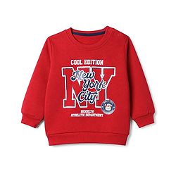 Babyhug 100% Cotton Knit Sweatshirt with Full Sleeves and Cool Edition New York City Brooklyn Atheletic Department Text in Blue & Red Pack of 2
