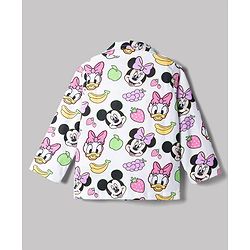 Babyhug Disney Single Jersey Knit Full Sleeves Co-Ords Shirt & Pyjama Night Suit with Minnie Mouse Graphics - White