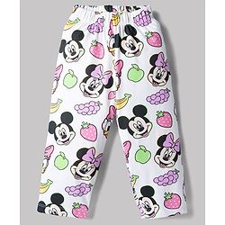 Babyhug Disney Single Jersey Knit Full Sleeves Co-Ords Shirt & Pyjama Night Suit with Minnie Mouse Graphics - White