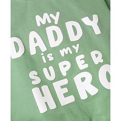 Babyhug 100% Cotton Heavy Gauge Terry Knit Sweatshirts with Full Sleeves and Always Happy Tiger & My Daddy is my Super Hero Text Print in Pack of 2 - Orange Light Green