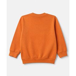 Babyhug 100% Cotton Heavy Gauge Terry Knit Sweatshirts with Full Sleeves and Always Happy Tiger & My Daddy is my Super Hero Text Print in Pack of 2 - Orange Light Green