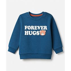 Babyhug Terry Knit Heavy Gauge Sweatshirts with Full Sleeves & Text Print Pack of 2 - Green & Blue