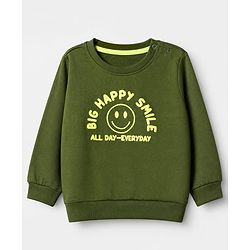 Babyhug Terry Knit Heavy Gauge Sweatshirts with Full Sleeves & Text Print Pack of 2 - Green & Blue