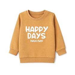 Babyhug Heavy Gauge Terry Knit Sweatshirt With Full Sleeves and Happy Days Text Print Pack f 2 - Navy Blue & Golden Pack of 2