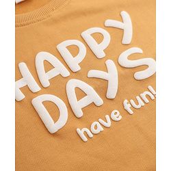 Babyhug Heavy Gauge Terry Knit Sweatshirt With Full Sleeves and Happy Days Text Print Pack f 2 - Navy Blue & Golden Pack of 2