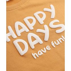Babyhug Heavy Gauge Terry Knit Sweatshirt With Full Sleeves and Happy Days Text Print Pack f 2 - Navy Blue & Golden Pack of 2