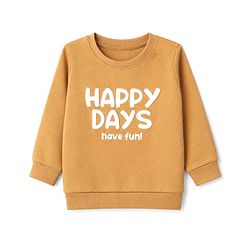 Babyhug Heavy Gauge Terry Knit Sweatshirt With Full Sleeves and Happy Days Text Print Pack f 2 - Navy Blue & Golden Pack of 2