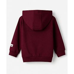 Babyhug 100% Cotton Heavy Gauge Terry Knit Hooded Sweatshirt with Full Sleeves and Tiger Print - Maroon