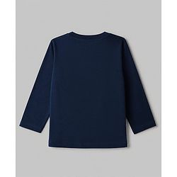 Babyhug 100% Cotton Knit Full Sleeves T-Shirts with Captain Text Print Pack of 3 - White Red & Navy Blue