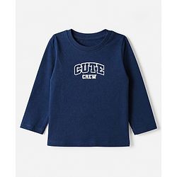 Babyhug 100% Cotton Knit Full Sleeves T-Shirts with Explorer & Cute Crew Text with Bear Print Pack of 3 - Navy Blue Green & White