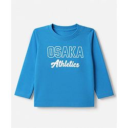 Babyhug 100% Cotton Knit Full Sleeevs T-Shirts with Tokyo Athletic & Number Print Pack of 3 - Red, Blue & Cream