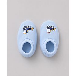 Babyhug 100% Cotton Interlock Knit Mittens & Booties with Vehicle Print - Sky Blue
