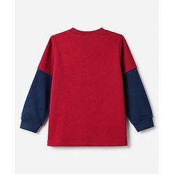 Babyhug 100% Cotton Knit T-Shirts with Full Doctor Sleeves and Homerun Team Player Text with Bear Print - Dark Red