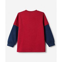 Babyhug 100% Cotton Knit T-Shirts with Full Doctor Sleeves and Homerun Team Player Text with Bear Print - Dark Red