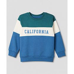 Babyhug 100% Cotton Terry Knit Full Sleeves T-shirt & Joggers Set With California Text Print - White