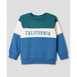 Babyhug 100% Cotton Terry Knit Full Sleeves T-shirt & Joggers Set With California Text Print - White