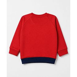 Babyhug 100% Cotton Terry Knit Full Raglan Sleeves Cut & Sew T-Shirt and Jogger with Soccer Junior League Patch - Red