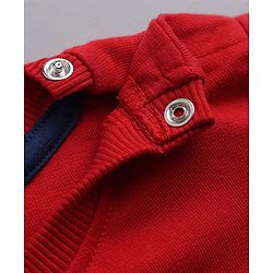 Babyhug 100% Cotton Terry Knit Full Sleeves T-Shirt With Text Print & Joggers Set - Red
