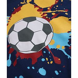 Babyhug 100% Cotton Terry Knit Full Sleeves T-Shirt and Joggers Set with Football Print - Navy Blue