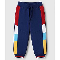 Babyhug 100% Cotton Terry Knit Full Sleeves T-Shirt and Joggers Set with Football Print - Navy Blue
