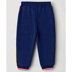 Babyhug 100% Cotton Terry Knit Full Sleeves T-Shirt and Joggers Set with Football Print - Navy Blue