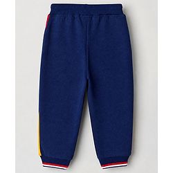 Babyhug 100% Cotton Terry Knit Full Sleeves T-Shirt and Joggers Set with Football Print - Navy Blue