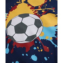 Babyhug 100% Cotton Terry Knit Full Sleeves T-Shirt and Joggers Set with Football Print - Navy Blue
