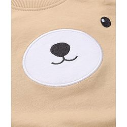 Babyhug 100% Cotton Terry Knit Full Sleeves Sweatshirt and Jogger with Bear Applique - Beige