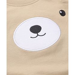 Babyhug 100% Cotton Terry Knit Full Sleeves Sweatshirt and Jogger with Bear Applique - Beige