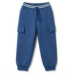 Babyhug 100% Cotton Terry Full Sleeves T-Shirt and Pant with Full Length and Boston Print in Blue for 12-18 Months