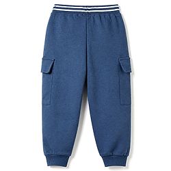 Babyhug 100% Cotton Terry Full Sleeves T-Shirt and Pant with Full Length and Boston Print in Blue for 12-18 Months