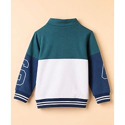 Babyhug 100% Cotton Terry Knit Full Sleeves Sweatshirt and Joggers Set with Varsity Print - Blue
