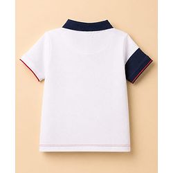 Babyhug 100% Cotton Terry Knit Half Sleeves T-Shirt & Joggers Set With Car & Text Print - White & Red