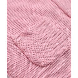 Babyhug Knit Full Sleeves Hooded Sweater with Puppy Applique - Pink