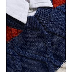 Babyhug Knit Full Sleeves Striped Pullover - Navy Blue