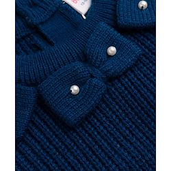 Babyhug Knit Full Sleeves  Pullovers With Bow Applique - Navy Blue