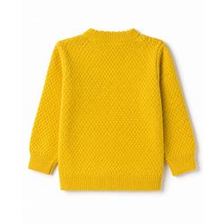 Babyhug Knit Full Sleeves Front Open Sweaters With Cable Knit Design - Yellow