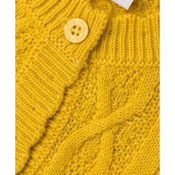 Babyhug Knit Full Sleeves Front Open Sweaters With Cable Knit Design - Yellow