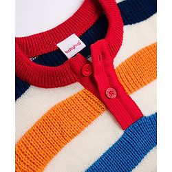 Babyhug Knit Full Sleeves Striped Pullover Sweater - Red
