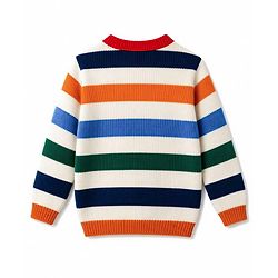 Babyhug Knit Full Sleeves Striped Pullover Sweater - Red