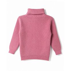 Babyhug Knit Full Sleeves Solid Colour Winter Wear Suit Set with Bow Applique - Pink