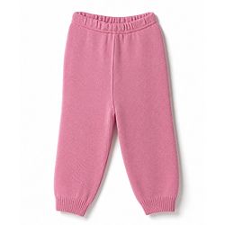 Babyhug Knit Full Sleeves Solid Colour Winter Wear Suit Set with Bow Applique - Pink