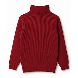 Babyhug Knit Full Sleeves Winter Wear Sets with Bow Applique - Red